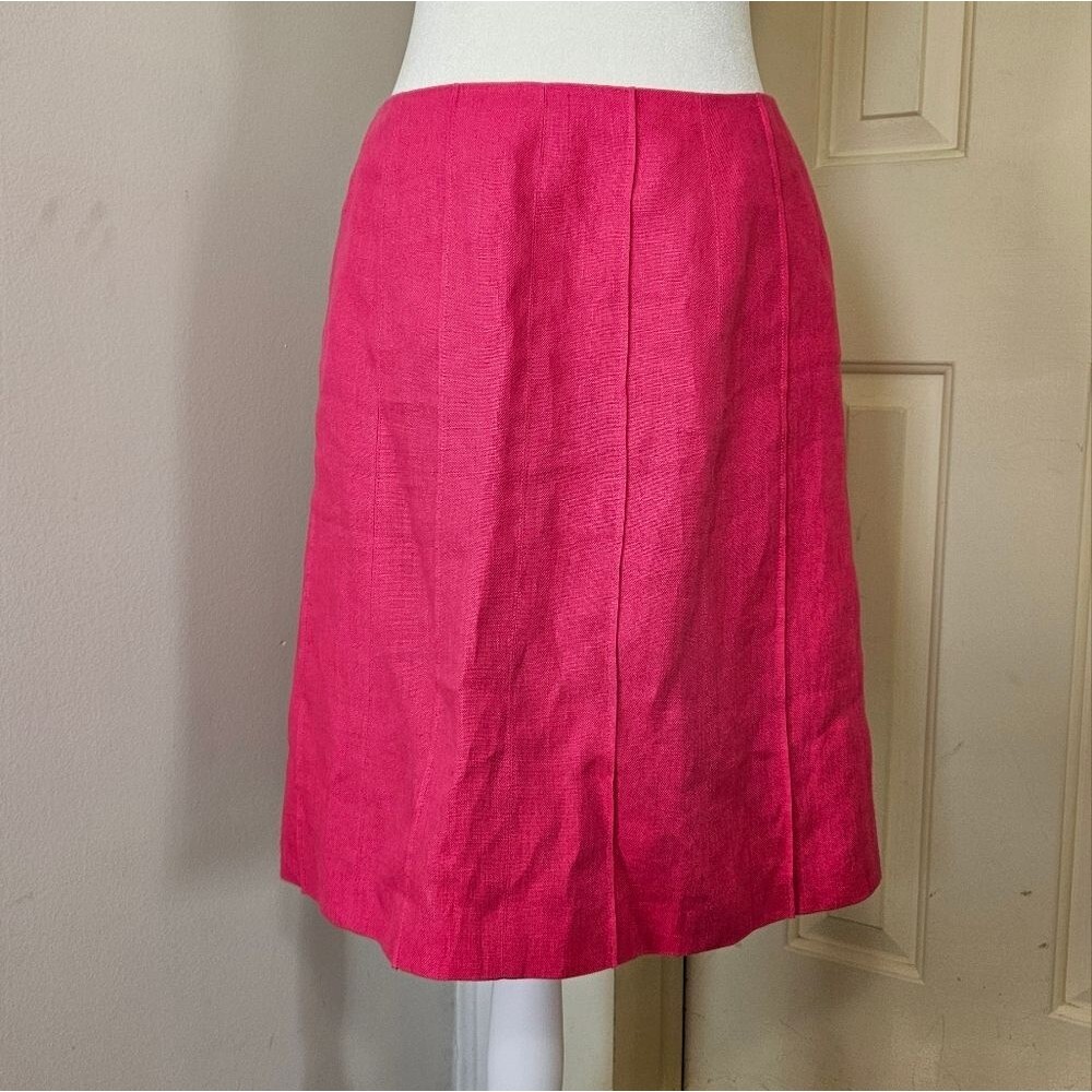 Talbots Petites Irish Linen Hot Pink A-line Skirt Womens 8P
